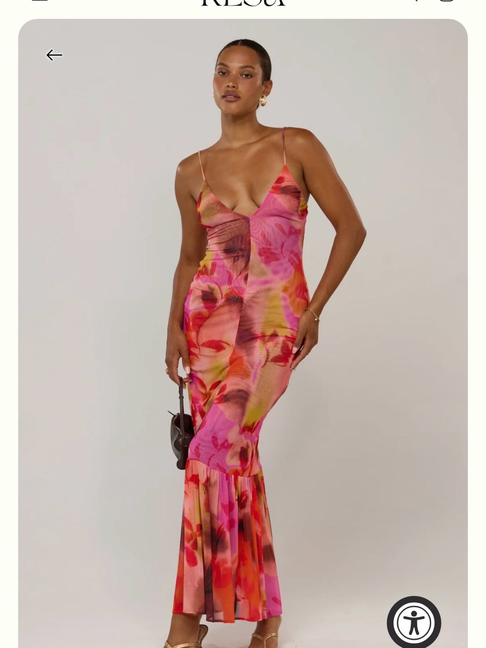 Women’s Pink Floral Slip Maxi Dress - Brand: